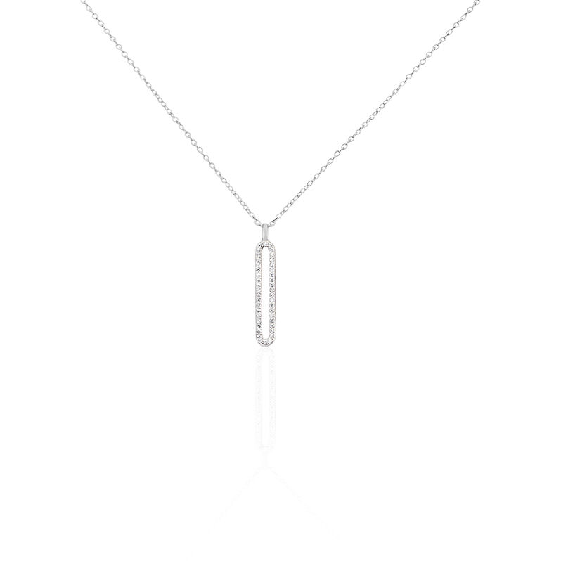 IVONA Damen Collier Silber 925 Zirkonia Weiß 0,15 ct Rechteckig - Halsketten Damen | OROVIVO