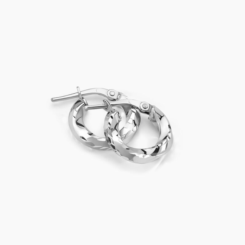 Creoles Argent Rhodie Carrees Helicoidal - Spannringe Damen | OROVIVO