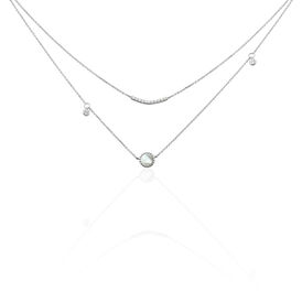 Damen Halskette Weißgold 375 Perlmutt Zirkonia - Ketten mit Stein Damen | OROVIVO