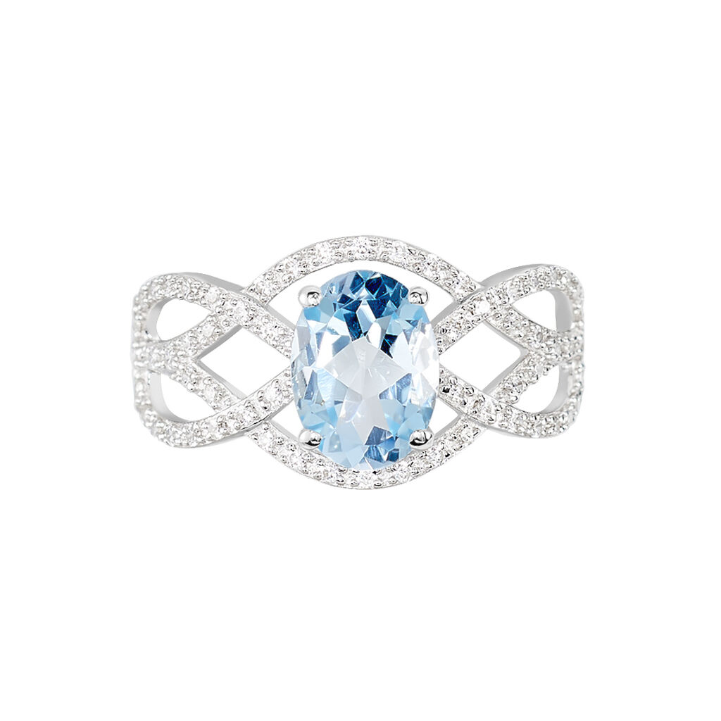 Bague Or Weiss Tina Topaze Centrale - Spannringe Damen | OROVIVO