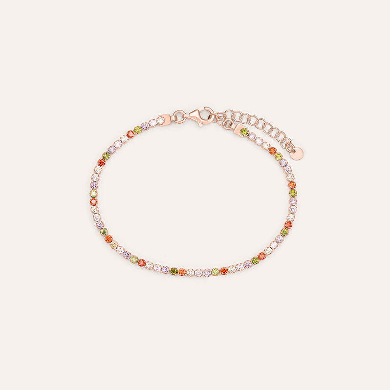 Bracciale Tennis Silver Rainbow Argento Rosa Cubic Zirconia - Spannringe Damen | OROVIVO