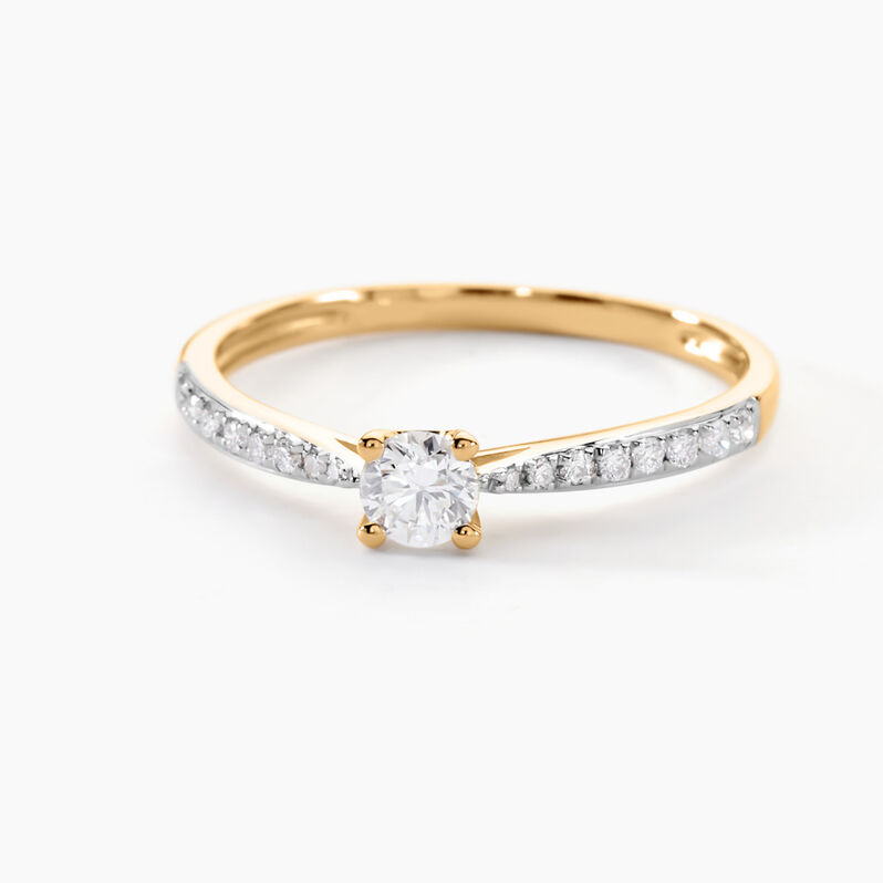 Solitaire Or Jaune Laetitia Diamant Central 0.20cts Serti Griffes - Spannringe Damen | OROVIVO