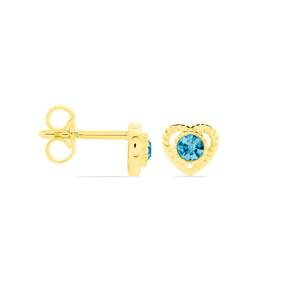 Ohrstecker Gold 333 Blauer Kristall Herz - Ohrstecker Familie | OROVIVO