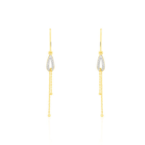 Damen Ohrhänger Lang Gold 375 Diamanten 0,098ct  - Ohrhänger Damen | OROVIVO