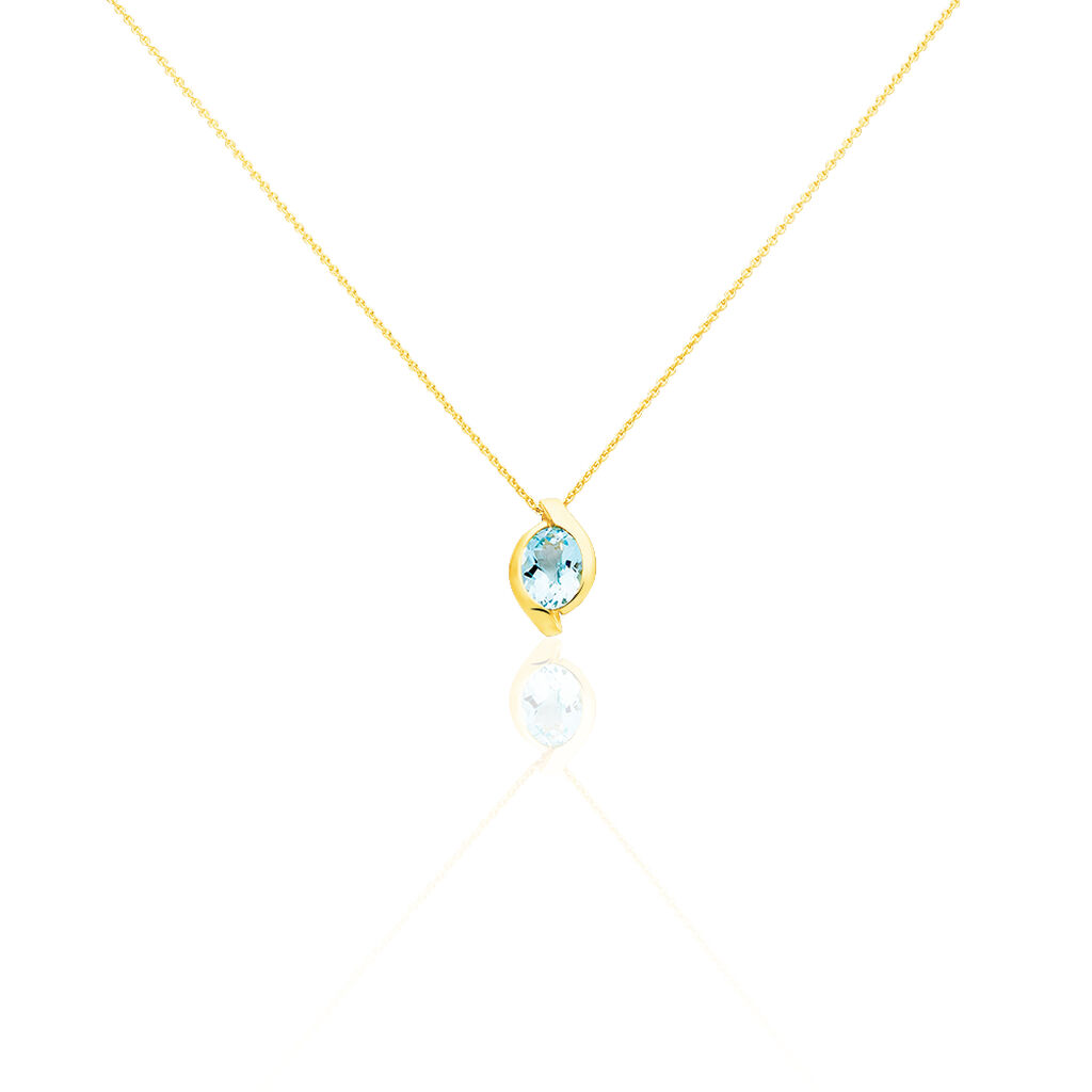 CARGA Damen Collier Gold 333 (8 Karat) Topas Blau Oval, Collier mit Stein