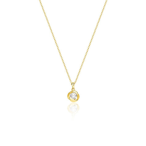 LUCY Damen Collier Silber vergoldet 925 Zirkonia Wei&szlig; 0,87 ct Blume - Halsketten  | OROVIVO