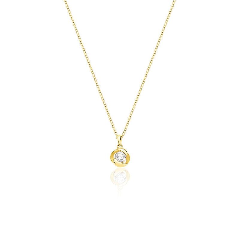 LUCY Damen Collier Silber vergoldet 925 Zirkonia Wei&szlig; 0,87 ct Blume - Halsketten Damen | OROVIVO