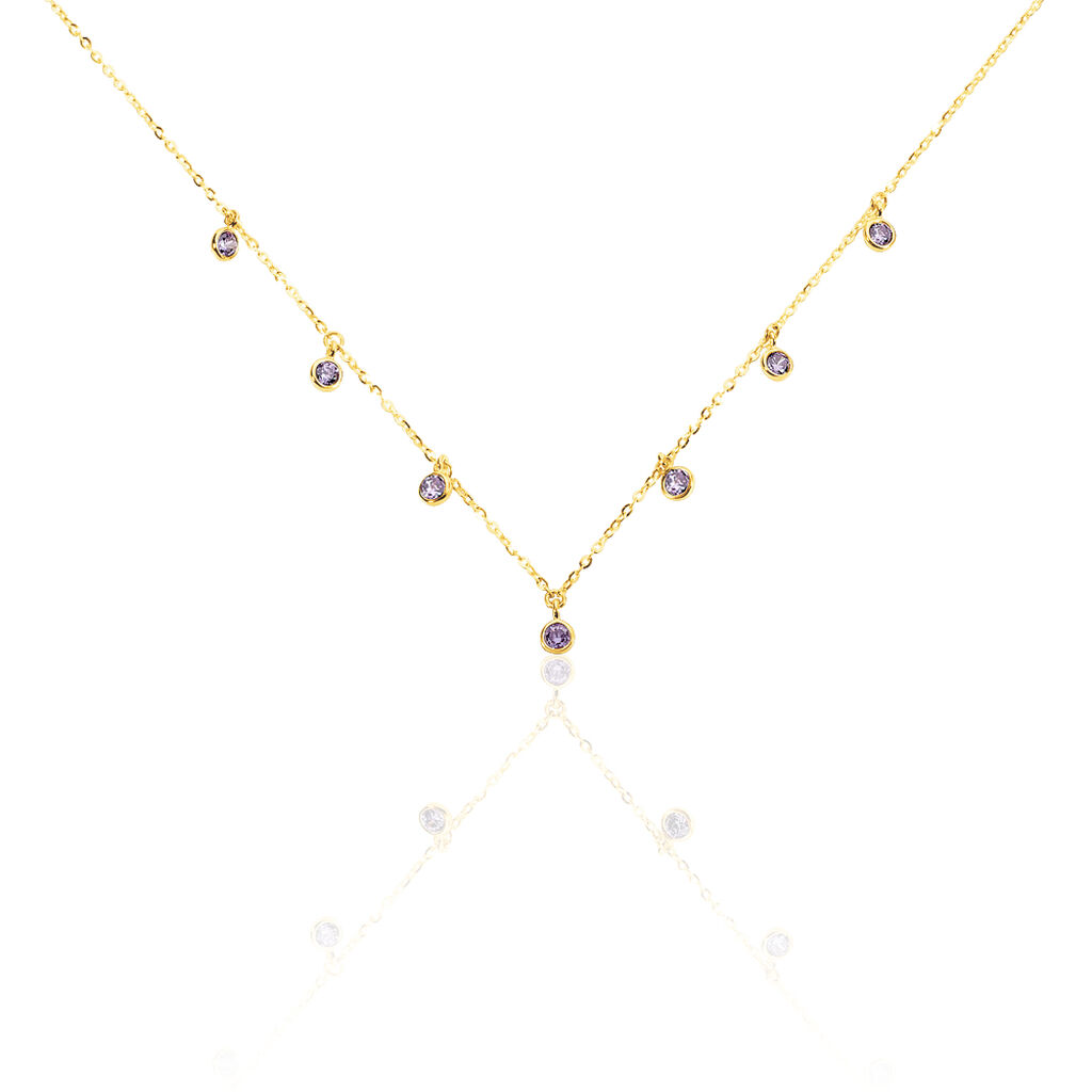 TALILA 1 Damen Collier Gold 375 (9 Karat) Zirkonia Violett 0,16 ct Kreis