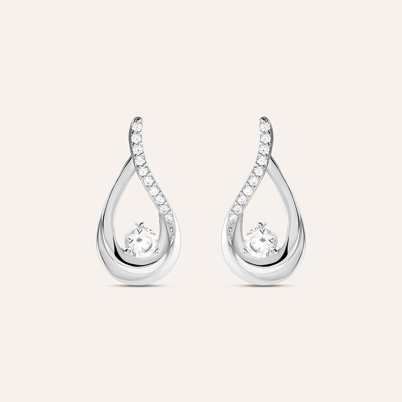 Orecchini Lobo Silver Elegance Argento Rodiato Cubic Zirconia - Spannringe Damen | OROVIVO