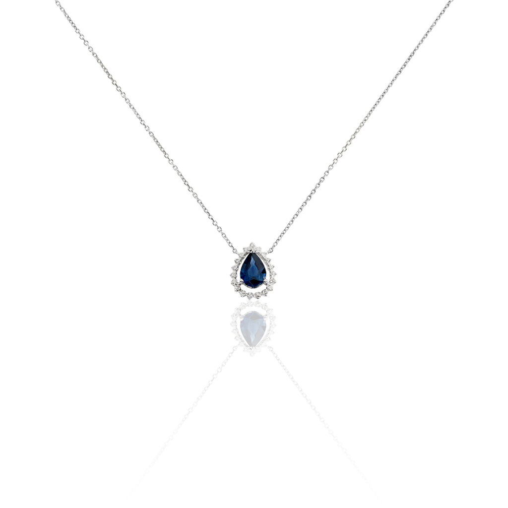 Collier Maiana Or Blanc Saphir Et Diamant - Spannringe Damen | OROVIVO