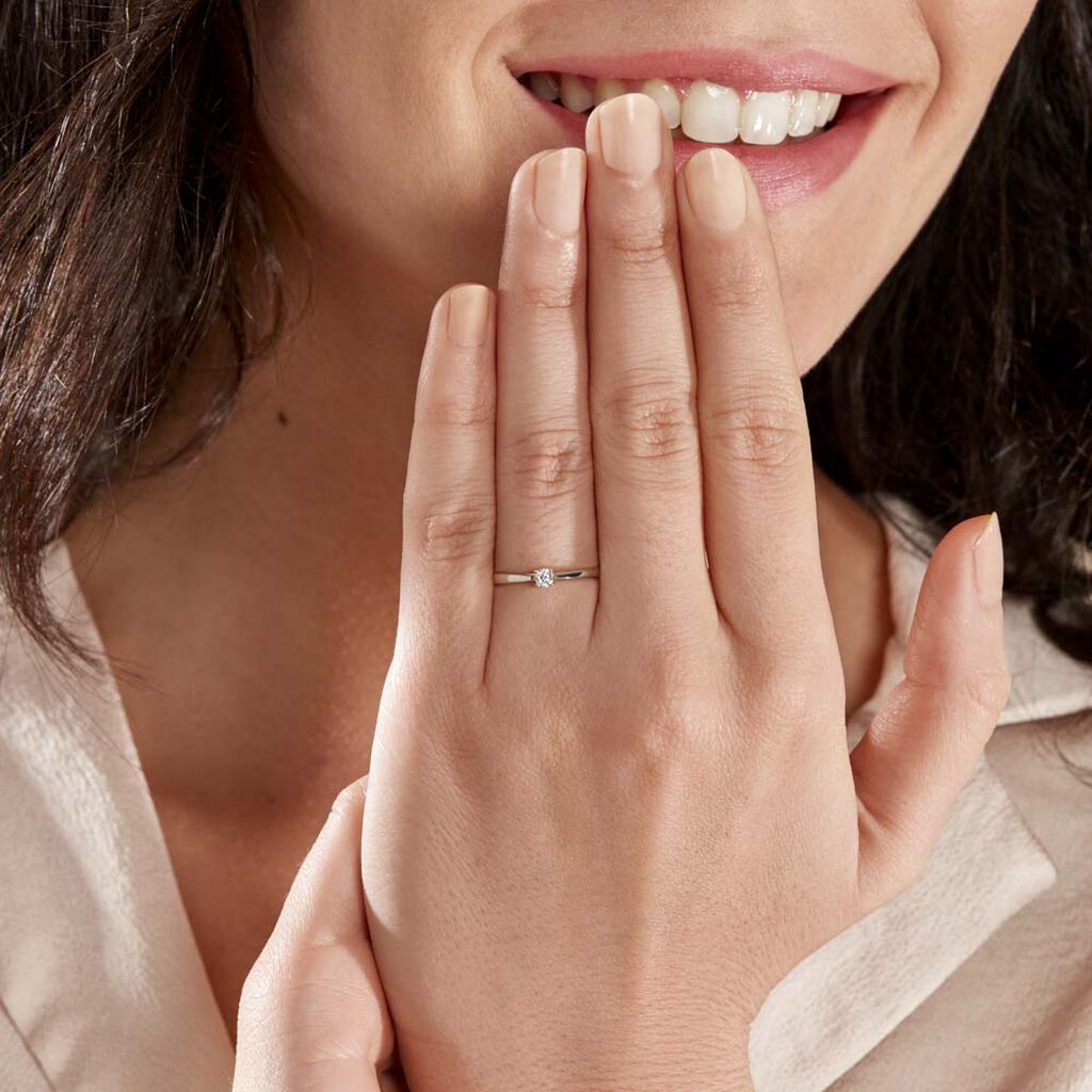 Bague Solitaire Victoria Or Blanc Diamant - Spannringe Damen | OROVIVO