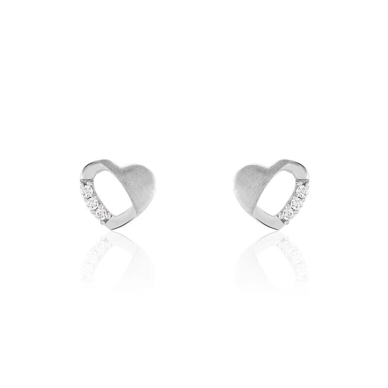 LILITH HERZ 5 Kinder Ohrstecker Silber 925 Zirkonia Wei&szlig; Herz - Ohrstecker Kinder | OROVIVO