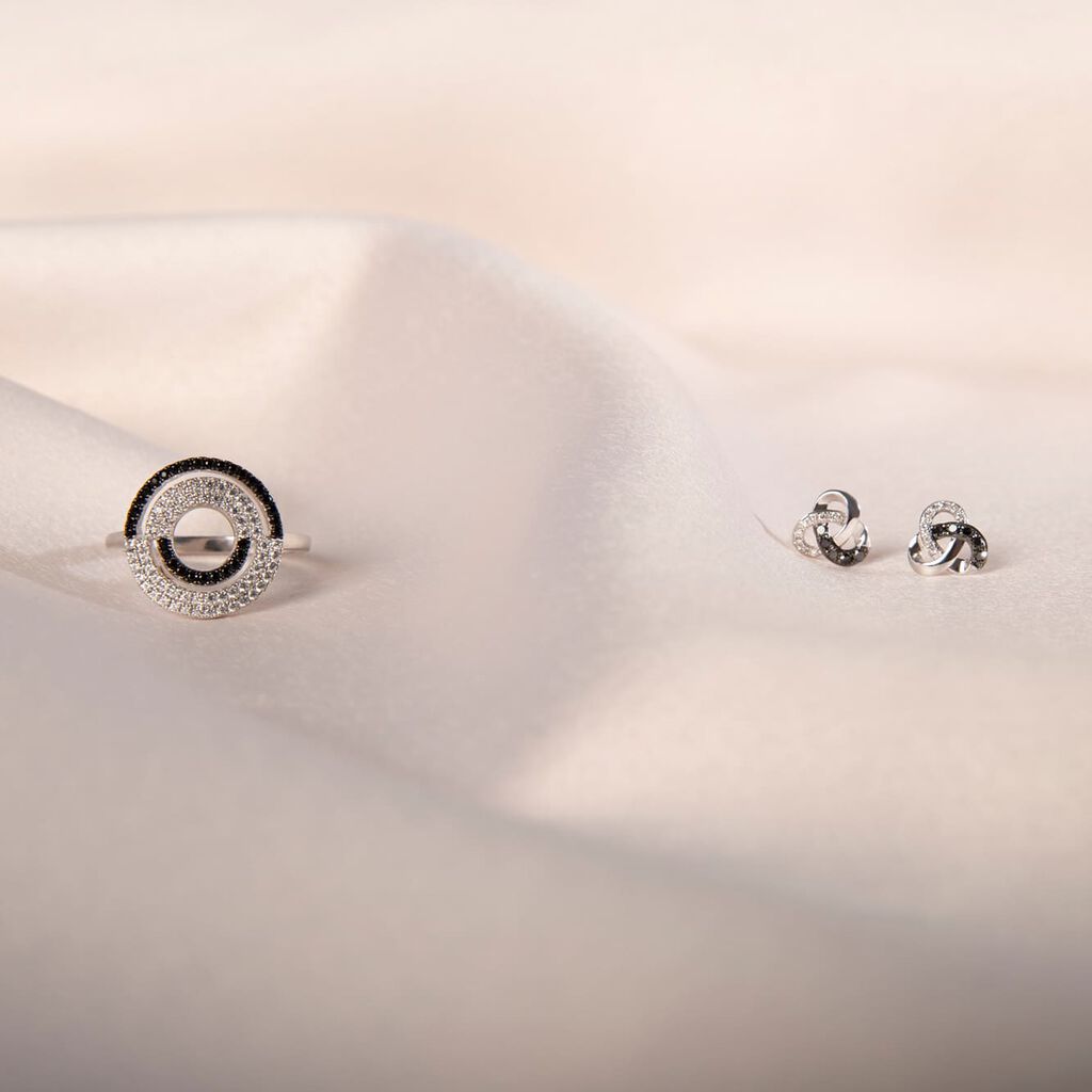Damen Ohrstecker Weißgold 375 Diamant Schwarz Konstellation Constellation  - Ohrstecker Damen | OROVIVO
