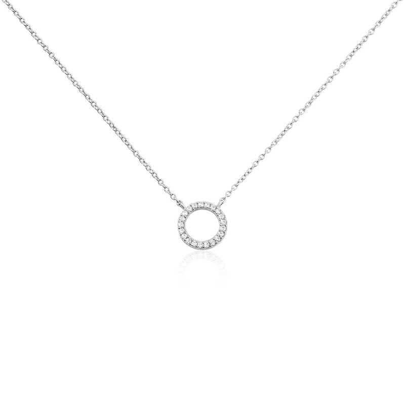 LILYANA Damen Collier Silber 925 Zirkonia Wei&szlig; 0,320 ct Kreis B 1,2 mm - Halsketten Damen | OROVIVO