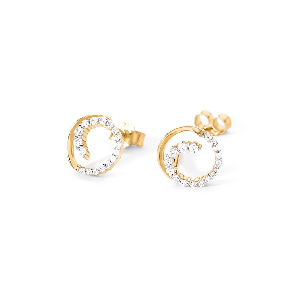 FRANZI Damen Ohrstecker Gold 333 (8 Karat) Andere Steine Wei&szlig; Kreis