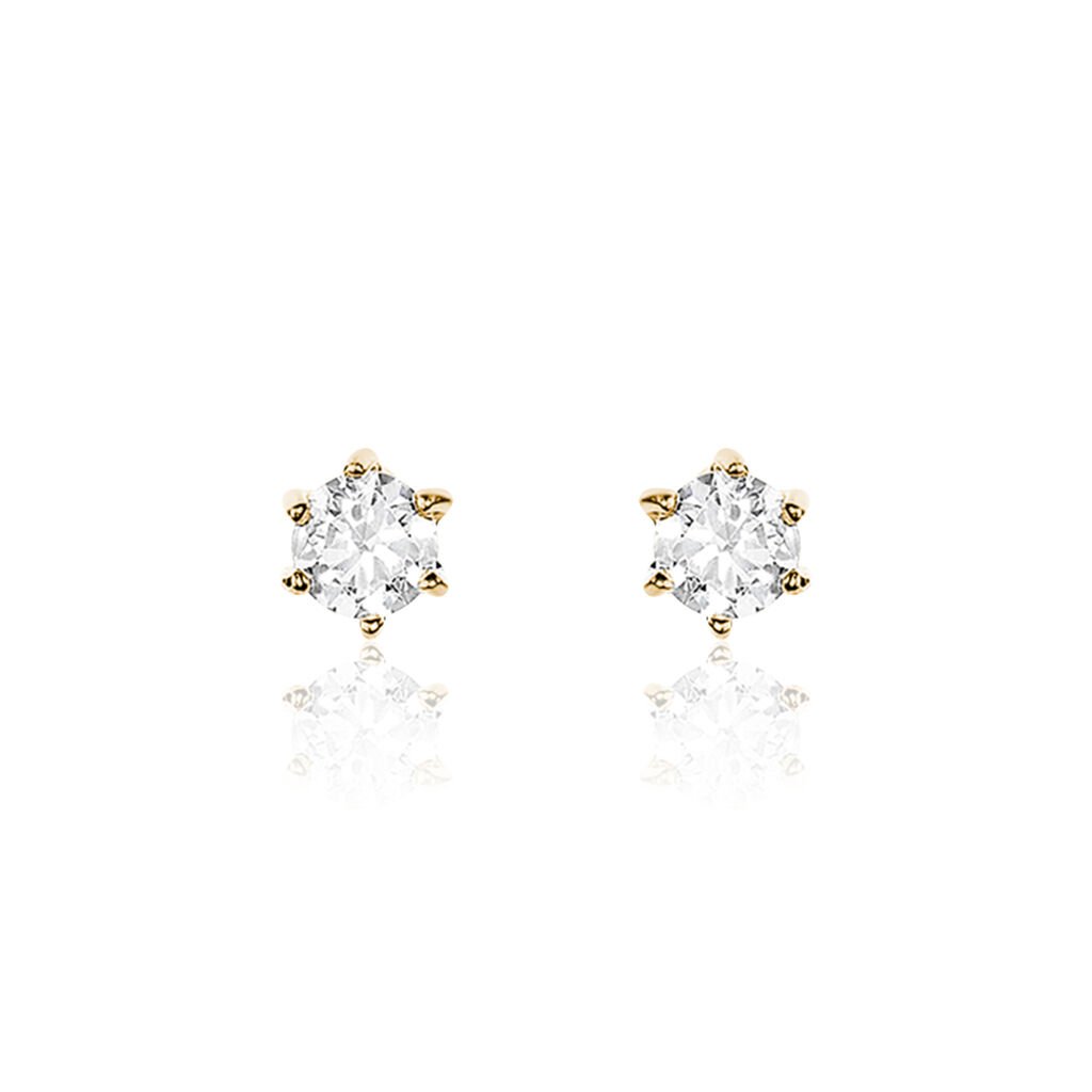 YLÉNA 1 Damen Ohrstecker Vergoldet Zirkonia Weiß 0,2 ct, Ohrstecker mit Stein