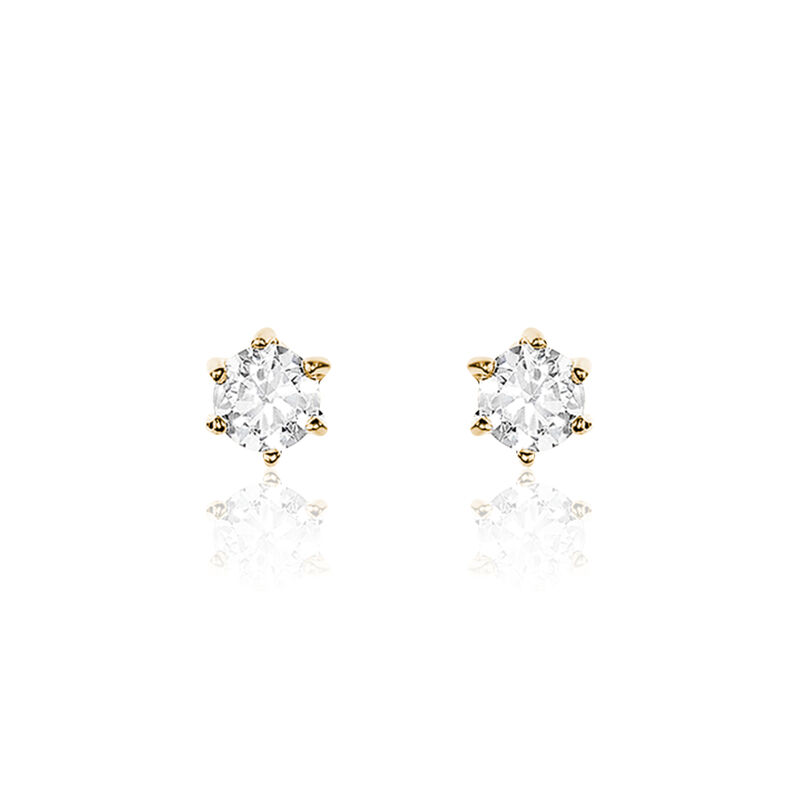 YL&Eacute;NA 1 Damen Ohrstecker Vergoldet Zirkonia Wei&szlig; 0,2 ct - Ohrstecker Damen | OROVIVO