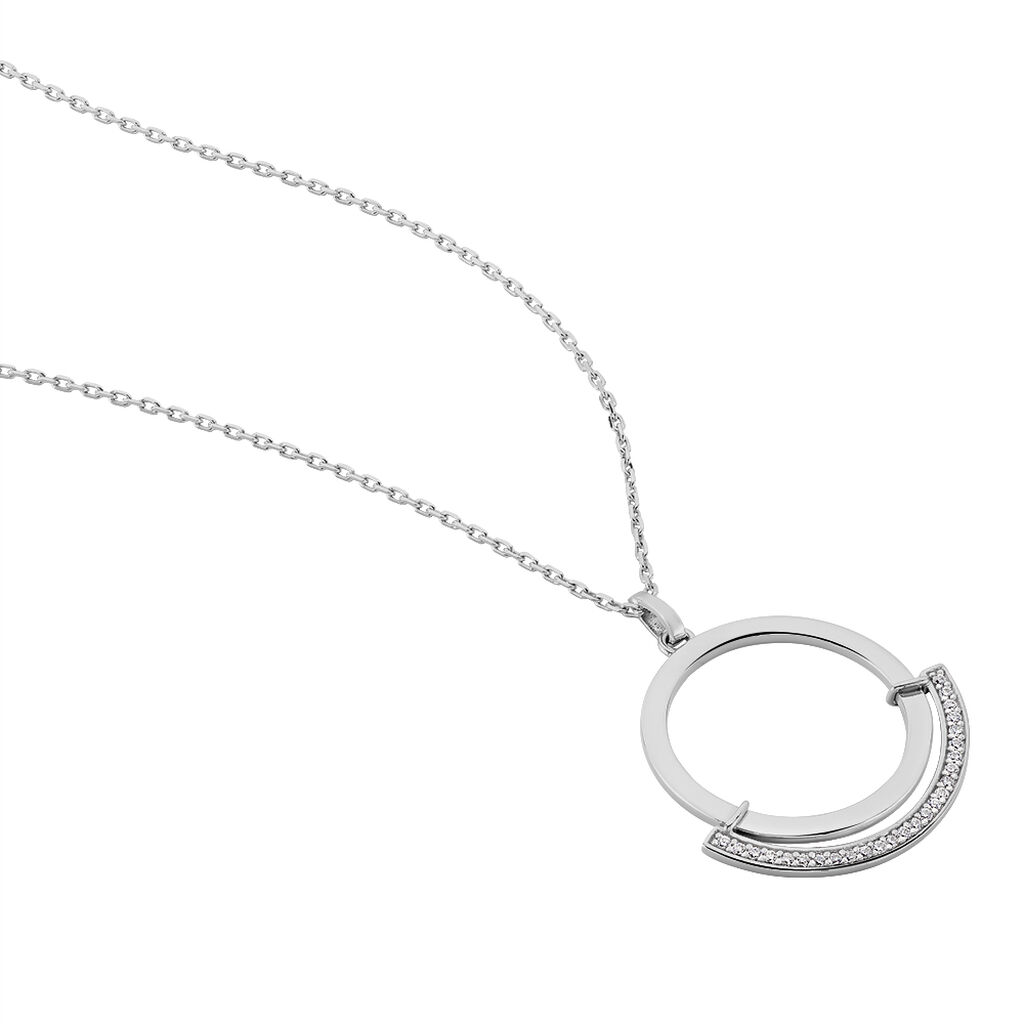 BIRGIT 4 Damen Collier Silber 925 Zirkonia Wei&szlig; Kreis
