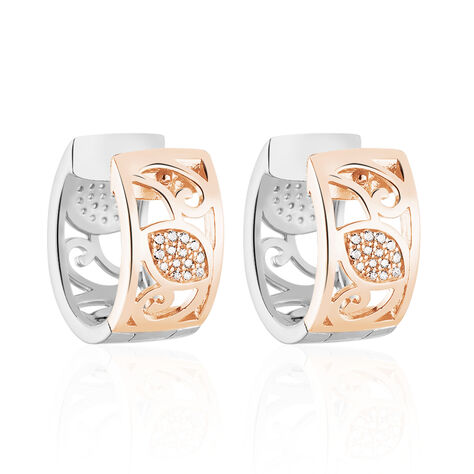 Damen Creolen Silber 925 Bicolor Zirkonia  - Creolen Damen | OROVIVO