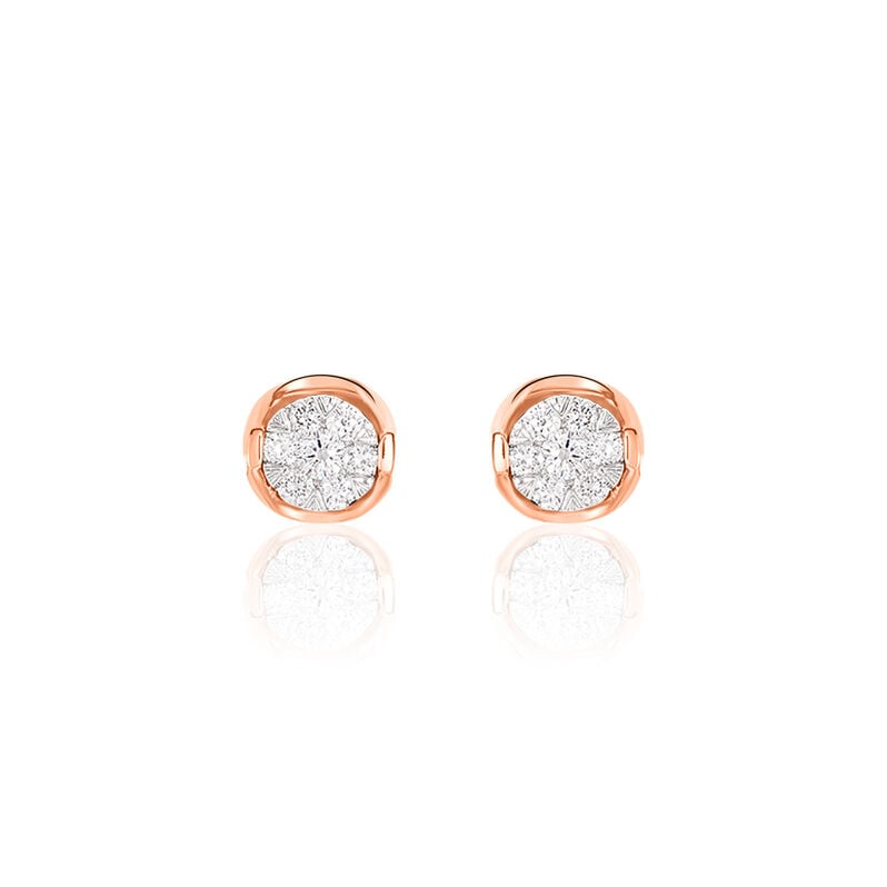 SHINE Damen Ohrstecker Rosegold 750 (18 Karat) Diamant Wei&szlig; 0,35 ct Kreis - Ohrstecker Damen | OROVIVO
