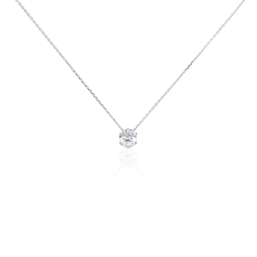 Damen Collier Weißgold 375 Zirkonia Krappe 6 - Halsketten Damen | OROVIVO