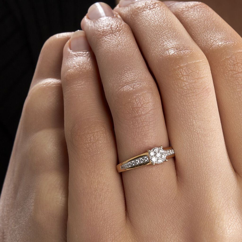 Bague Or Jaune Multi Pierres Diamants - Spannringe Damen | OROVIVO