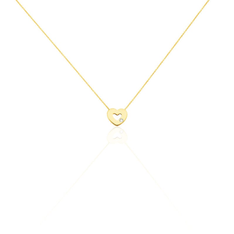 HERZ FALA Damen Collier Gold 375 (9 Karat) Diamant Wei&szlig; Herz - Halsketten Damen | OROVIVO