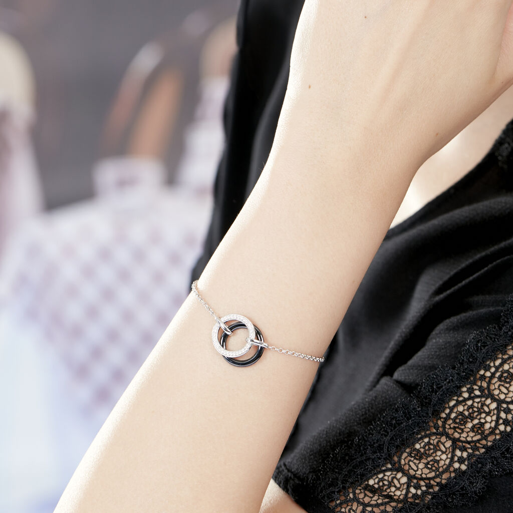 Bracelet Lila Argent  Et Ceramique - Spannringe Damen | OROVIVO