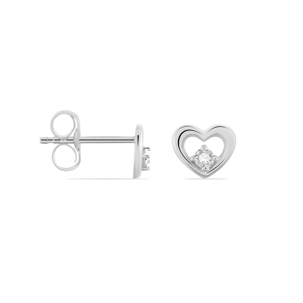 Damen Ohrstecker Weißgold 375 Diamant 0,01ct Herz - Ohrstecker Damen | OROVIVO