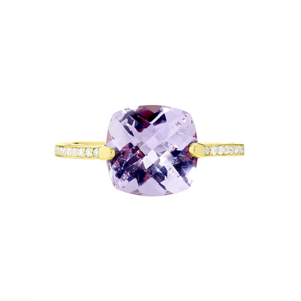 Bague Stanislava Or Jaune Amethyste Et Diamant - Spannringe Damen | OROVIVO