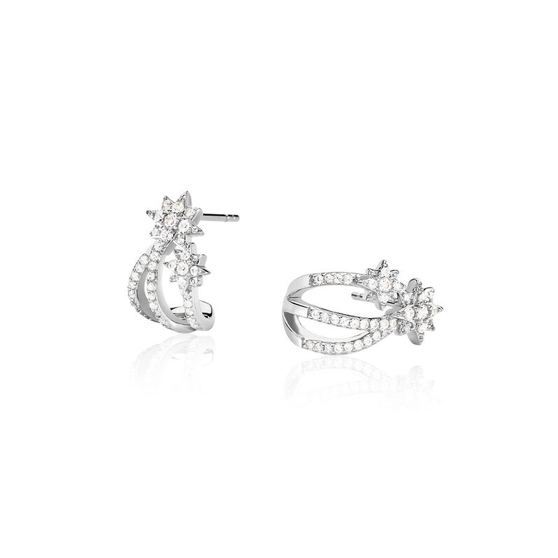 STELLINA Damen Creolen Silber 925 Zirkonia Weiß 0,08 ct Stern - Creolen Damen | OROVIVO
