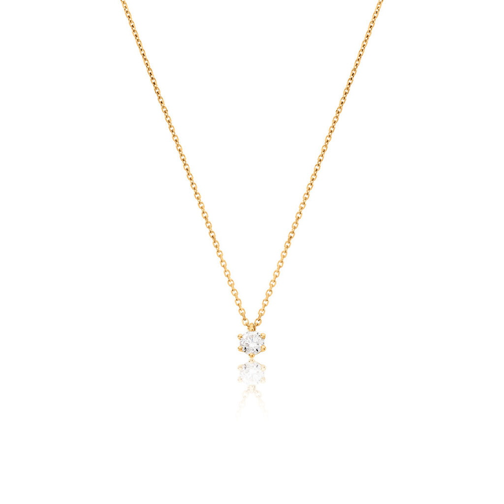 MONOPOLI Damen Collier Gold 585 (14 Karat) Diamant Wei&szlig; 0,26 ct