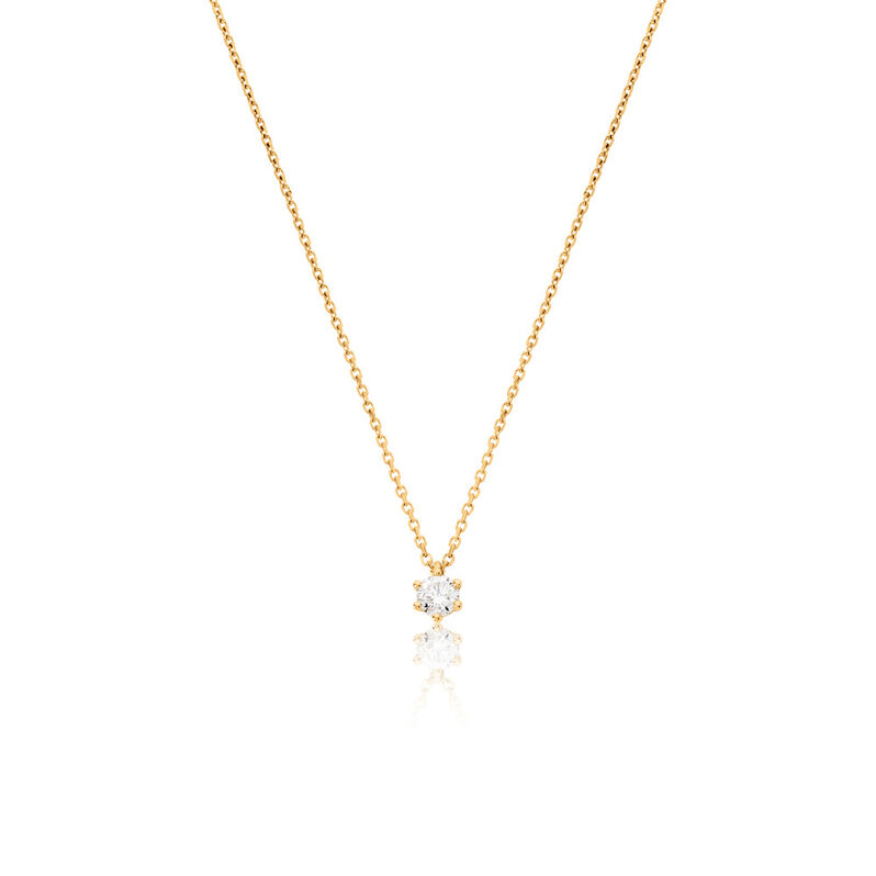 MONOPOLI Damen Collier Gold 585 (14 Karat) Diamant Wei&szlig; 0,26 ct - Halsketten Damen | OROVIVO
