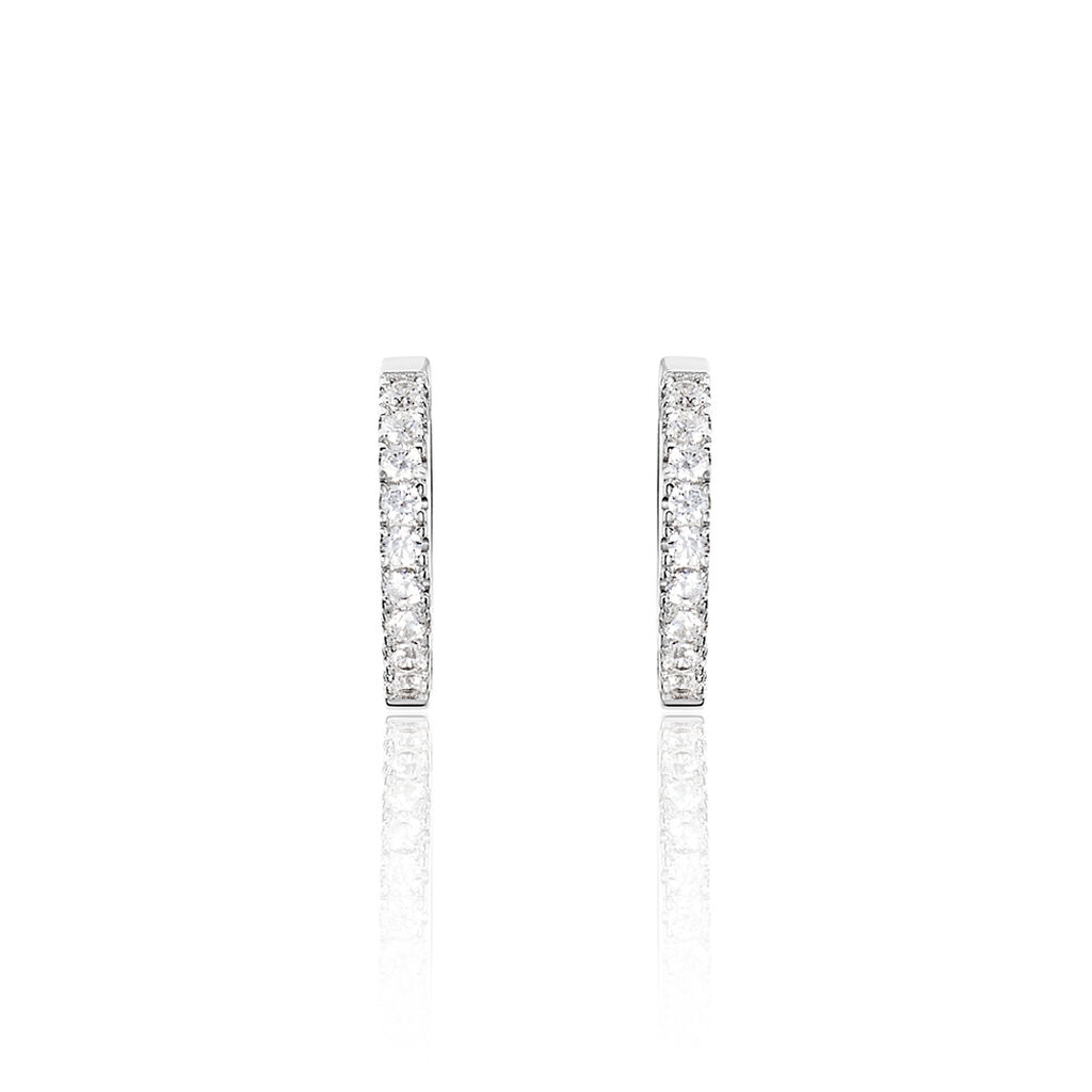 Damen Creolen Silber 925 Zirkonia 12,00mm  - Creolen Damen | OROVIVO