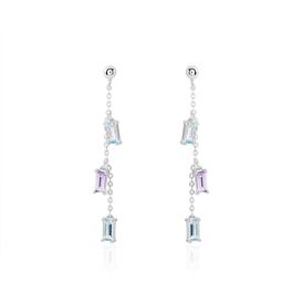 Damen Ohrhänger Weißgold 375 Topas, Amethyst  - Ohrhänger Damen | OROVIVO