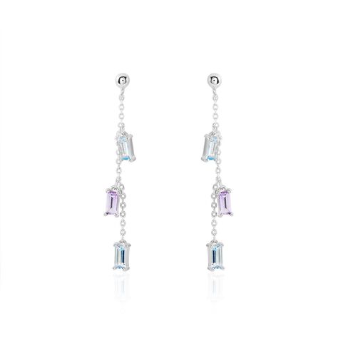 Damen Ohrhänger Weißgold 375 Topas, Amethyst  - Ohrhänger Damen | OROVIVO