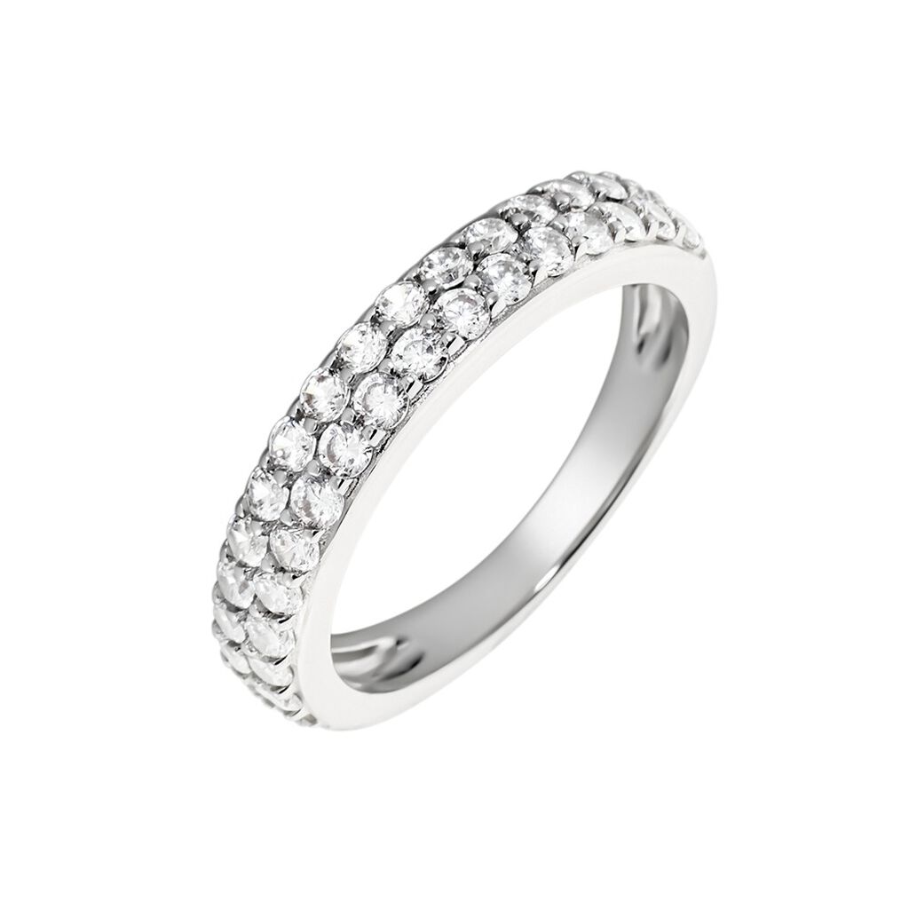 MIRA Damen Ring Silber 925 Zirkonia Weiß 1,28 ct B 2 mm, Ring mit Stein