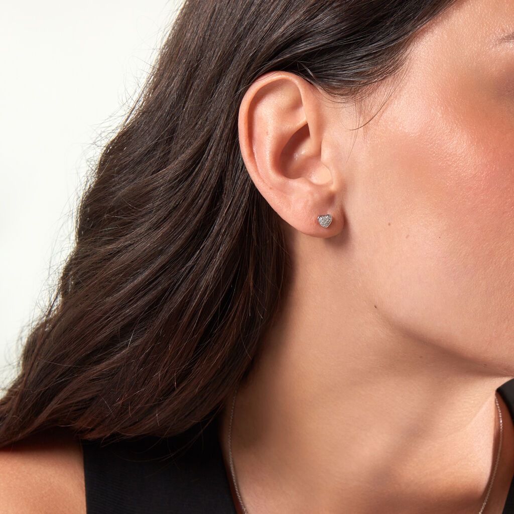 ABA Damen Ohrstecker Wei&szlig;gold 375 (9 Karat) Diamant Wei&szlig; 0,06 ct Herz