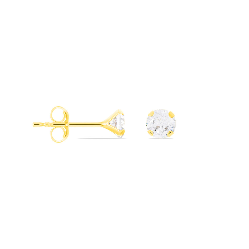 QAITLIN Damen Ohrstecker Gold 375 (9 Karat) Zirkonia Wei&szlig; 0,16 ct Kreis