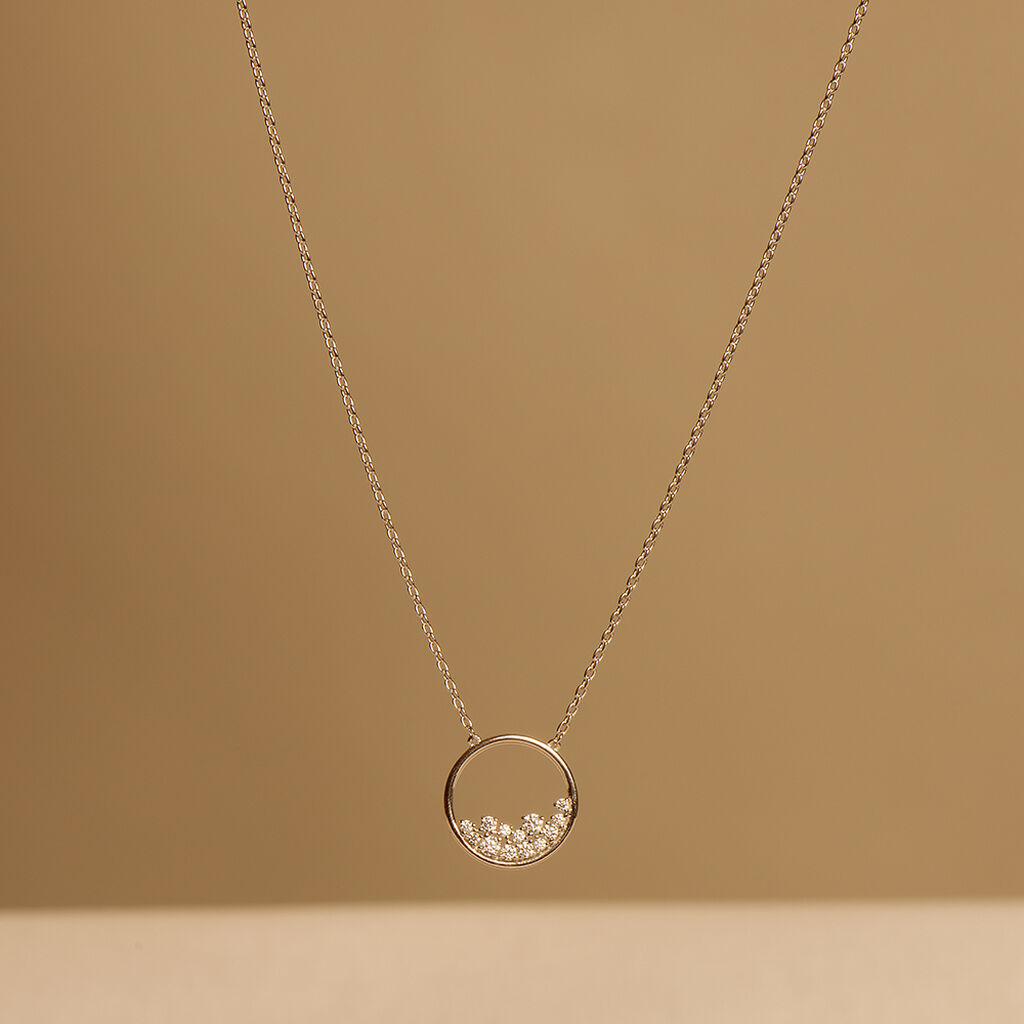 BECCA 02 Damen Collier Silber 925 Zirkonia Wei&szlig; Kreis