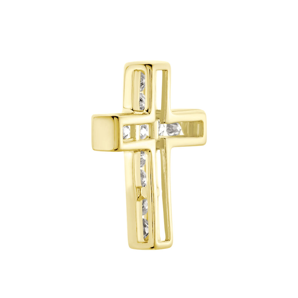  Anhänger Gold 375 Diamant 0,26ct Religiöses Kreuz 1,5cm - Schmuckanhänger Damen | OROVIVO