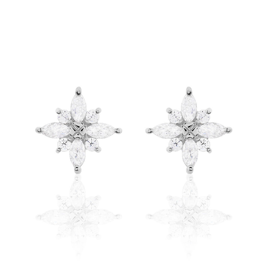 LORRAINE 2 Damen Ohrstecker Silber 925 Zirkonia Wei&szlig; Stern