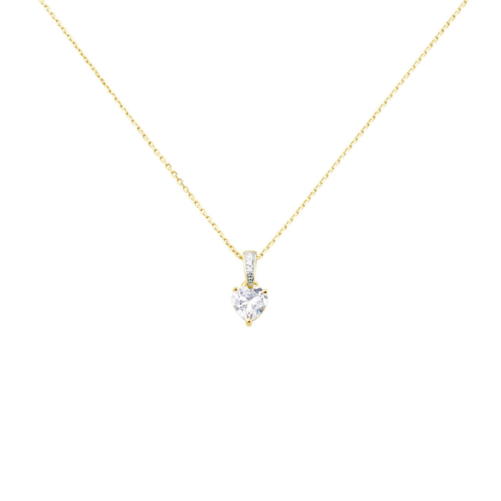 IDI Damen Collier Gold 375 (9 Karat) Zirkonia Wei&szlig; 1,4 ct
