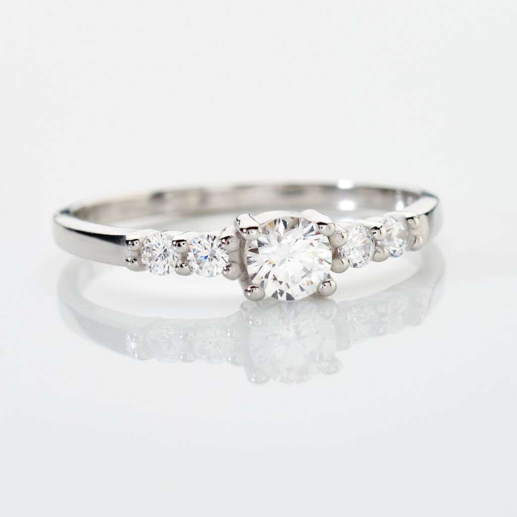 LUNIRA Damen Ring Silber 925 Zirkonia Wei&szlig; 0,09 ct