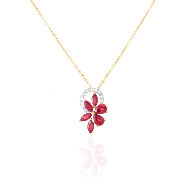 Collier Or Jaune Diamant Et Rubis - Spannringe Damen | OROVIVO