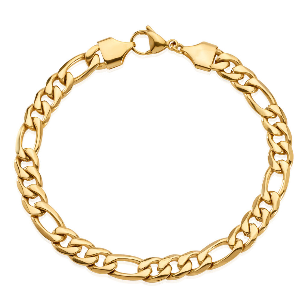 JAMES Herren Armkette Edelstahl vergoldet B 8 mm