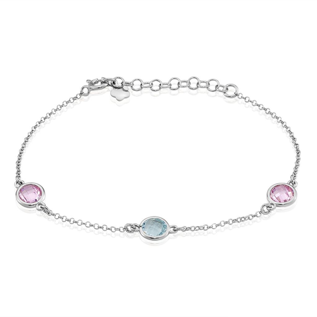 SCHARIKA Damen Armband Silber Silber 925 Zirkonia Ros&eacute; 0,3 ct Kreis
