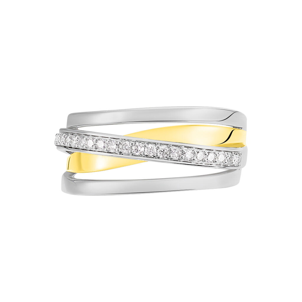 FORCA Damen Ring Gold Bicolor 585 (14 Karat) Diamant Wei&szlig; 0,21 ct