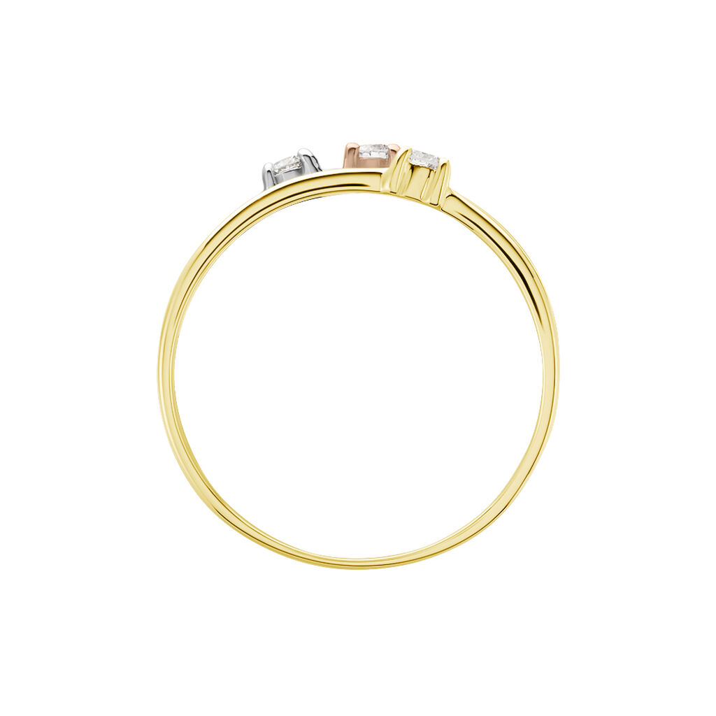SUPERPOSITION 3 Damen Ring Gold Tricolor Gold / Wei&szlig; / Ros&eacute; 375 (9 Karat) Diamant Wei&szlig; 0,09 ct