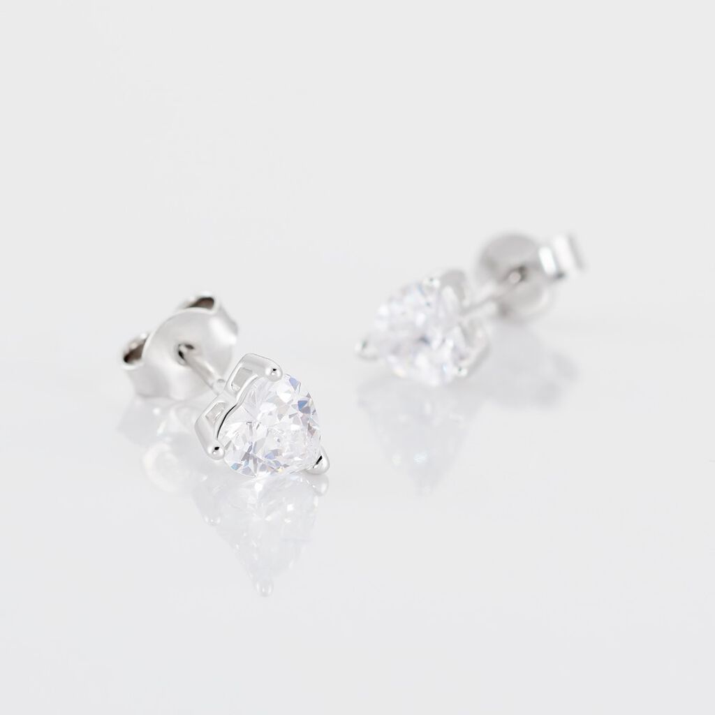 BILLIE Damen Ohrstecker Silber Silber 925 Zirkonia Wei&szlig; Herz